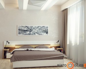 Šviesus, paprastas ir mažas miegamasis su puikiu akcentu - paveikslu