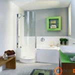 Vonia su įrengtu dušo stovu - pratiškiausias variantas mažame vonios kambaryje